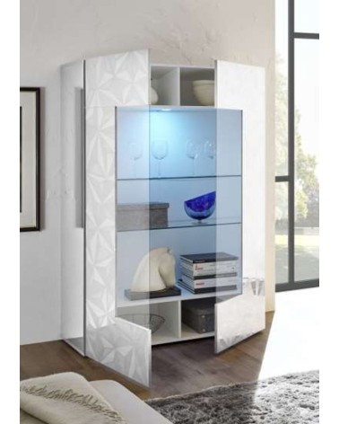 Vitrine 2 portes LUTHER en blanc 121x166 cm