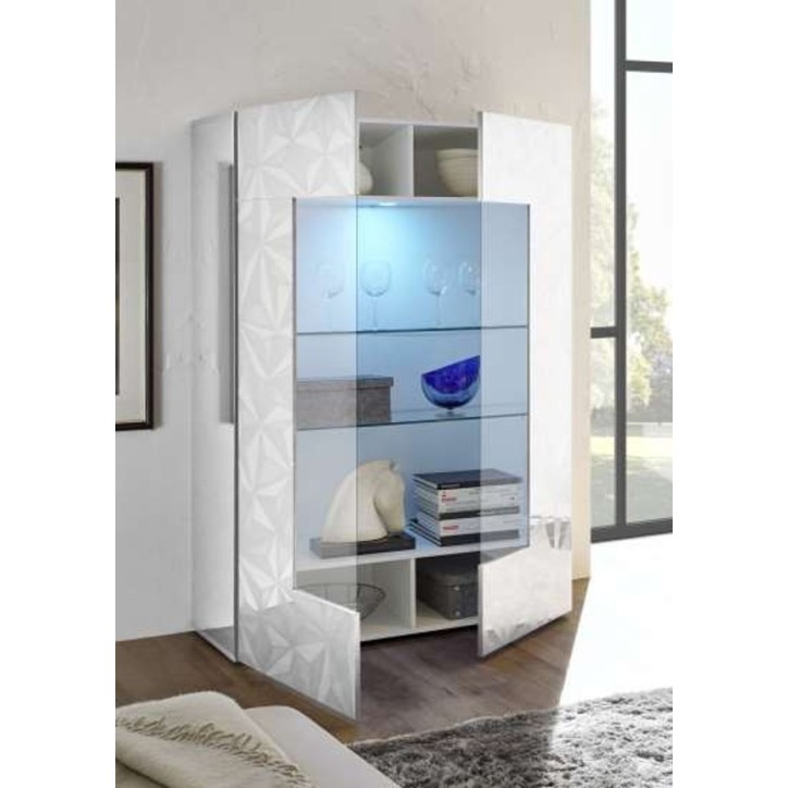 Vitrine 2 portes LUTHER en blanc 121x166 cm Vitrine 2 portes LUTHER en blanc 121x166 cm