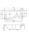 Baignoire asymétrique INTEGRA 150/170 cm x 75 cm + pare baignoire