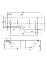 Baignoire asymétrique INTEGRA 150/170 cm x 75 cm + pare baignoire