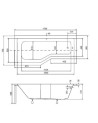 Baignoire asymétrique INTEGRA 150/170 cm x 75 cm + pare baignoire