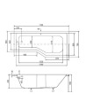 Baignoire asymétrique INTEGRA 150/170 cm x 75 cm + pare baignoire