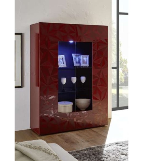 Vitrine 2 portes LUTHER grenat 121x166 cm