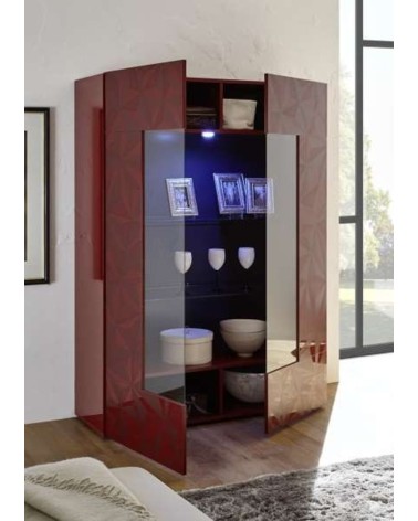 Vitrine 2 portes LUTHER grenat 121x166 cm