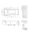 Baignoire  INSPIRO 150/160/170 cm x 70 cm pare baignoire