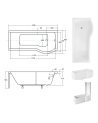 Baignoire  INSPIRO 150/160/170 cm x 70 cm pare baignoire