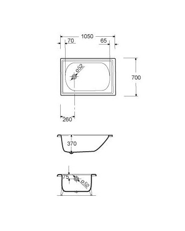 Baignoire ALVERANA acier émaillé 105cm