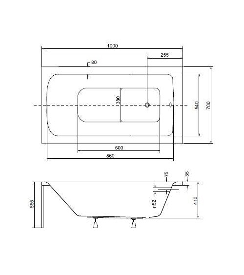 Baignoire VENETO MINI avec tablier 100/110/120/130 x 70 cm