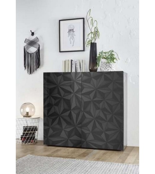 Buffet haut 2 portes LUTHER en anthracite 121x111 cm