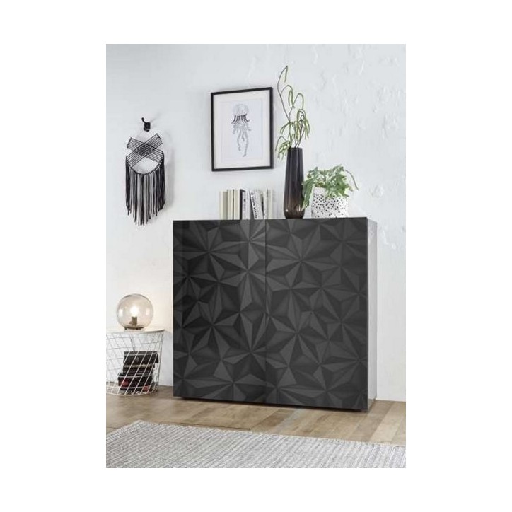Buffet haut 2 portes LUTHER en anthracite 121x111 cm