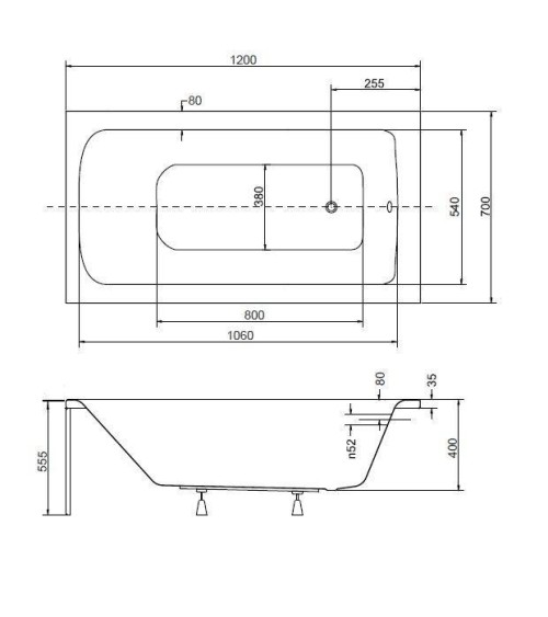 Baignoire VENETO MINI avec tablier 100/110/120/130 x 70 cm