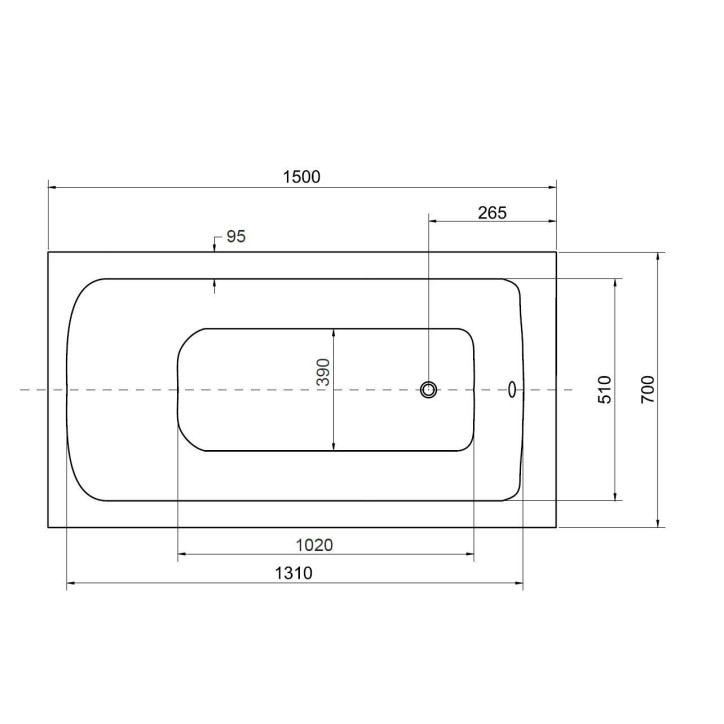 Baignoire SLIDE 150x70 cm + pare baignoire réversible