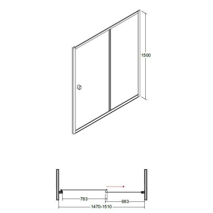 Baignoire SLIDE 150x70 cm + pare baignoire réversible