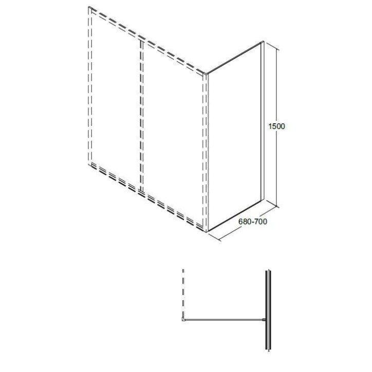 Baignoire SLIDE 150x70 cm + pare baignoire réversible