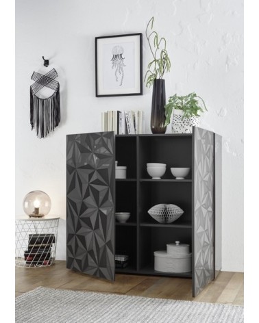 Buffet haut 2 portes LUTHER en anthracite 121x111 cm