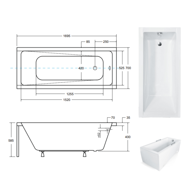 Baignoire MODERN  170 x 70 cm