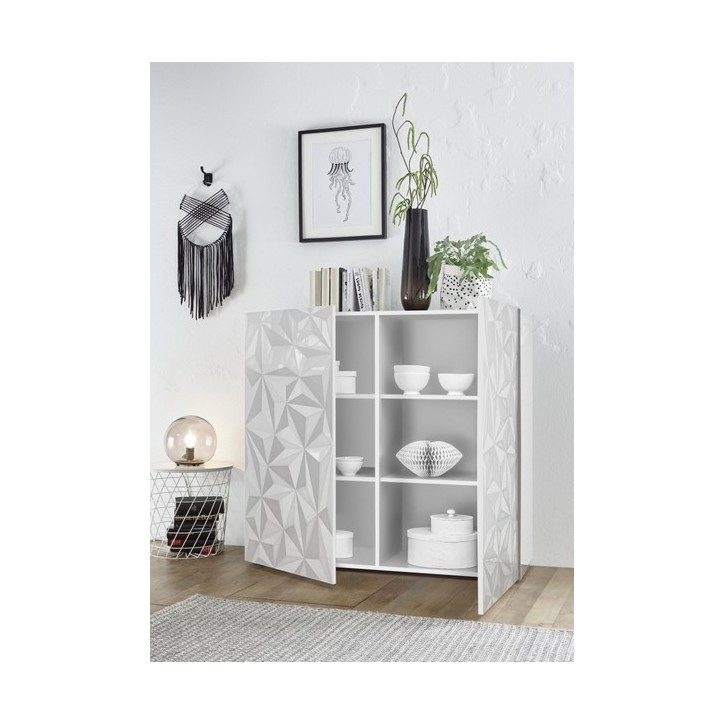 Buffet haut 2 portes LUTHER en blanc 121x111 cm Buffet haut 2 portes LUTHER en blanc 121x111 cm