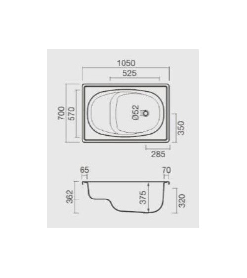 Baignoire sabot ALVERANA en acier émaillé 105x70 cm