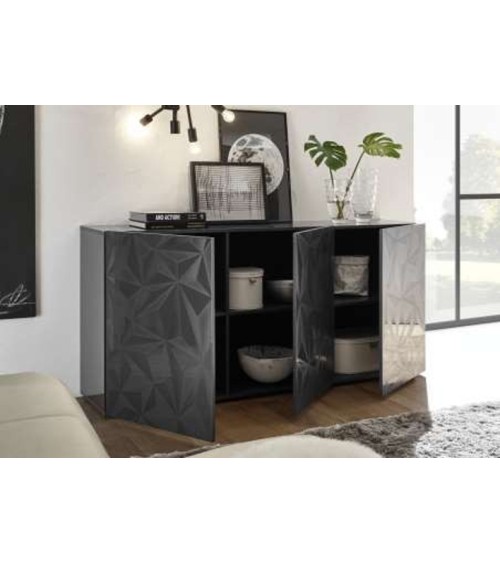 Buffet LUTHER Anthracite 3 portes  181 x 84x 42 cm
