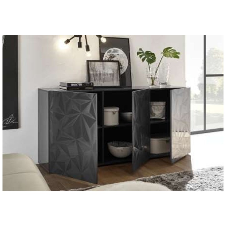 Buffet LUTHER Anthracite 3 portes 181 x 84x 42 cm Buffet LUTHER Anthracite 3 portes 181 x 84x 42 cm