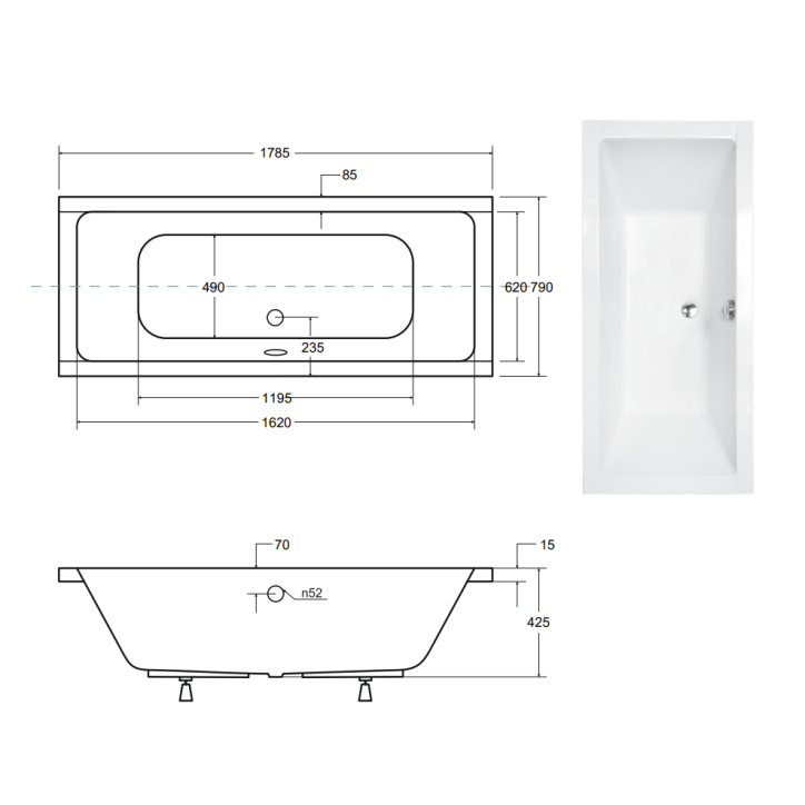 Baignoire EMILIA ultra-slim 155/165/170/175/180/190 cm Baignoire EMILIA ultra-slim 155/165/170/175/180/190 cm