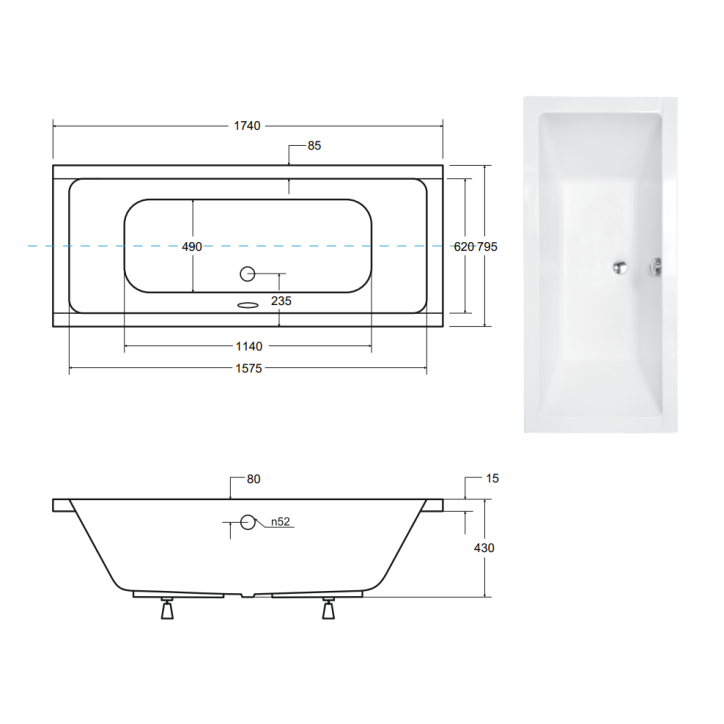 Baignoire EMILIA ultra-slim 155/165/170/175/180/190 cm Baignoire EMILIA ultra-slim 155/165/170/175/180/190 cm