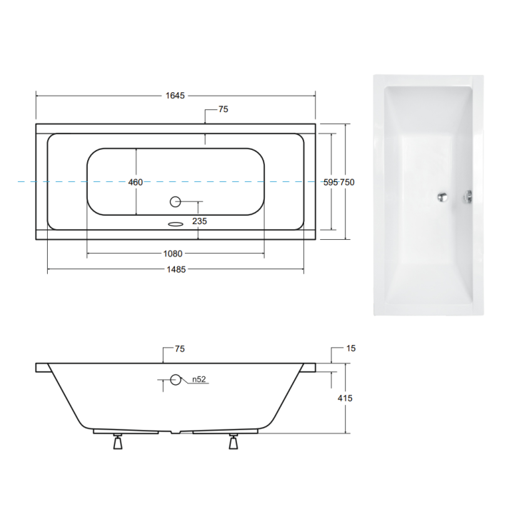 Baignoire EMILIA ultra-slim 155/165/170/175/180/190 cm Baignoire EMILIA ultra-slim 155/165/170/175/180/190 cm