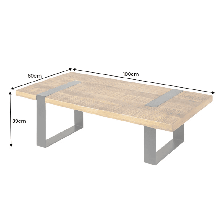 Table basse IRON CRAFT en bois de manguier de 100 cm