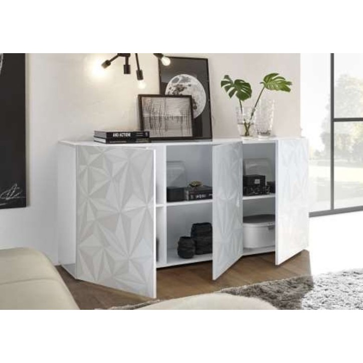 Buffet LUTHER en blanc 3 portes 181x84x42 cm