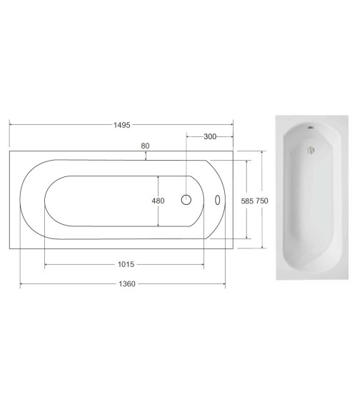 Baignoire TRINITA avec tablier 150/160/170 x 75