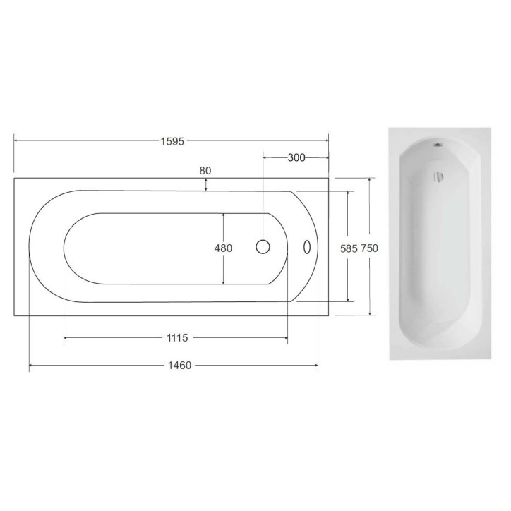 Baignoire TRINITA avec tablier 150/160/170 x 75 Baignoire TRINITA avec tablier 150/160/170 x 75