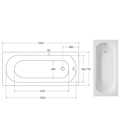 Baignoire TRINITA avec tablier 150/160/170 x 75