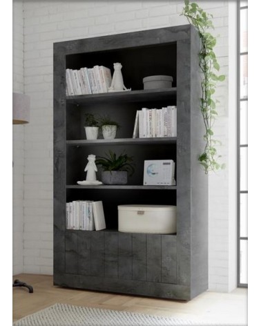 Bibliothéque SAMANTHA 2 portes 3 étageres 110x191 cm Anthracite
