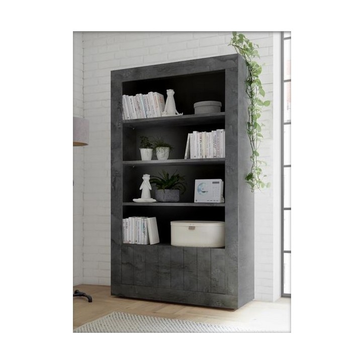 Bibliothéque SAMANTHA 2 portes 3 étageres 110x191 cm Anthracite