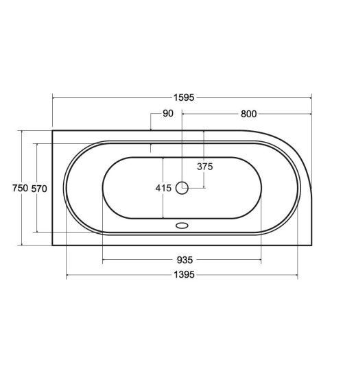 Baignoire HILIO SLIM 150/160/170/180  DROITE