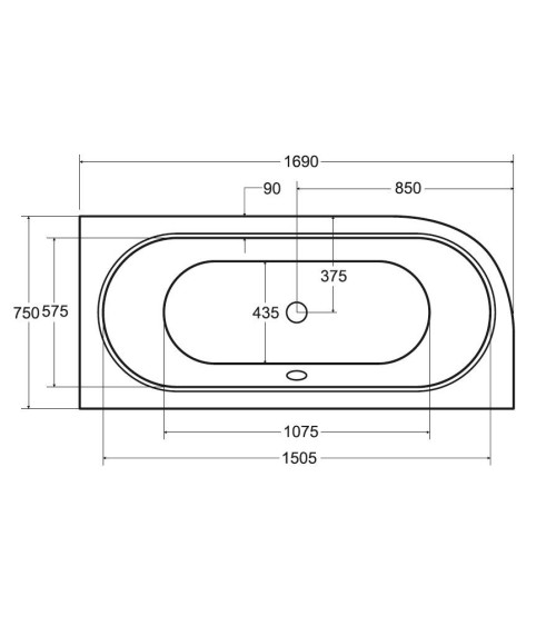 Baignoire HILIO SLIM 150/160/170/180  DROITE