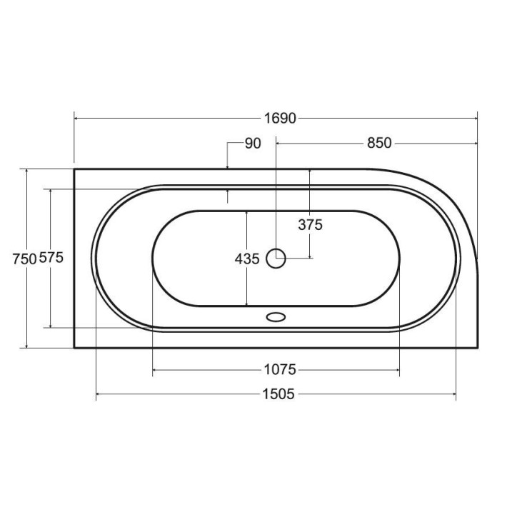 Baignoire HILIO SLIM 150/160/170/180 DROITE Baignoire HILIO SLIM 150/160/170/180 DROITE