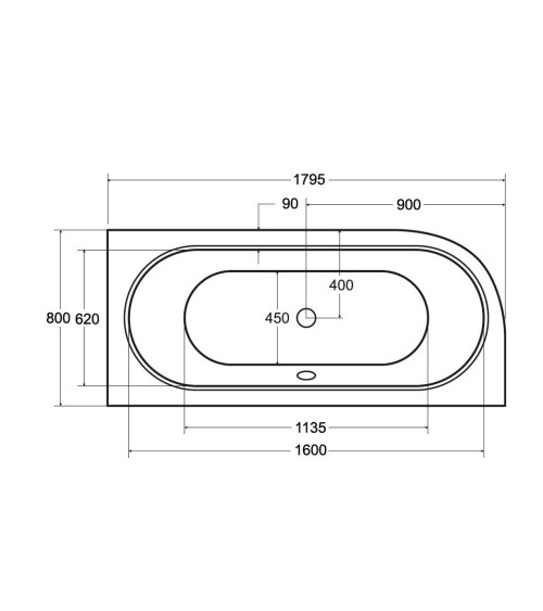 Baignoire HILIO SLIM 150/160/170/180  DROITE