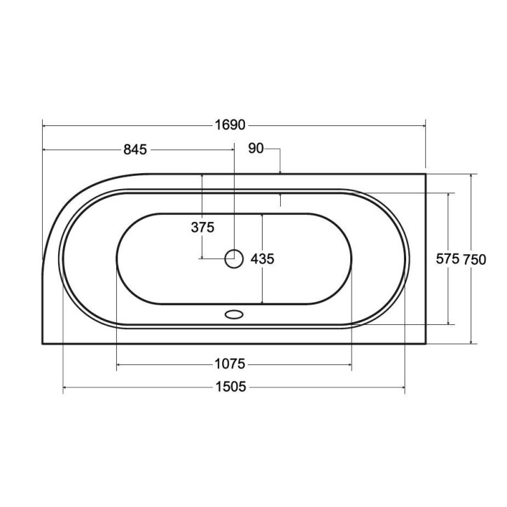 Baignoire HILIO SLIM 150/160/170/180 GAUCHE Baignoire HILIO SLIM 150/160/170/180 GAUCHE
