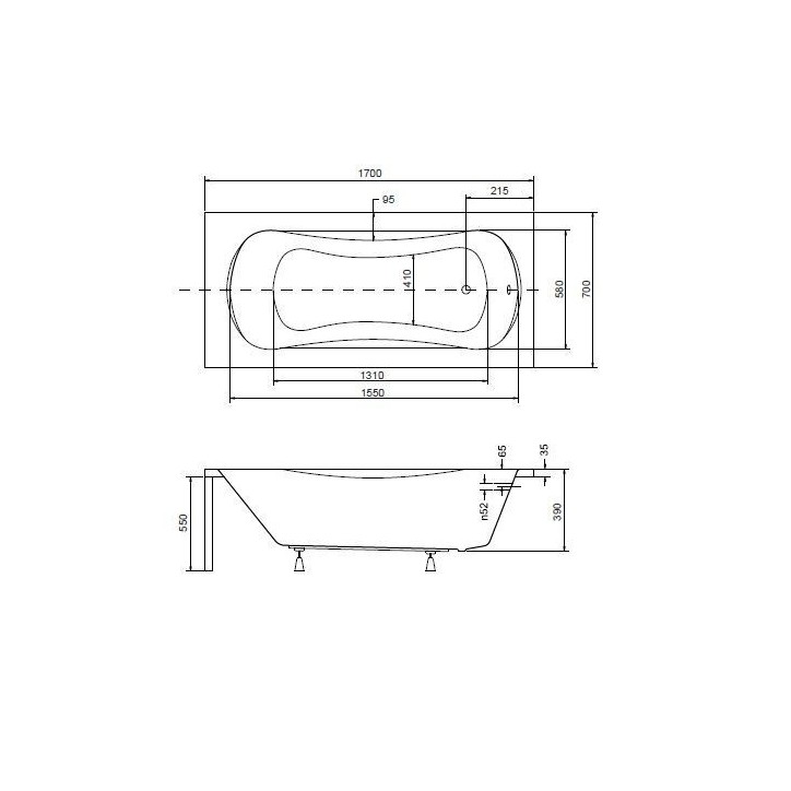 Baignoire VANESSA sans tablier 130/140/150/160/170 X 70 cm Baignoire VANESSA sans tablier 130/140/150/160/170 X 70 cm