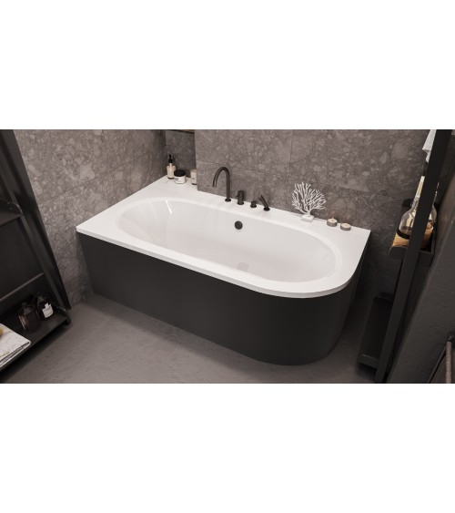 Baignoire HILIO GAUCHE avec tablier noir 150/160/170/180
