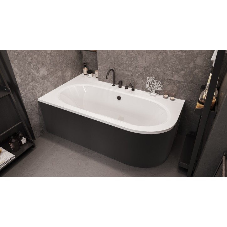 Baignoire HILIO GAUCHE avec tablier noir 150/160/170/180 Baignoire HILIO GAUCHE avec tablier noir 150/160/170/180