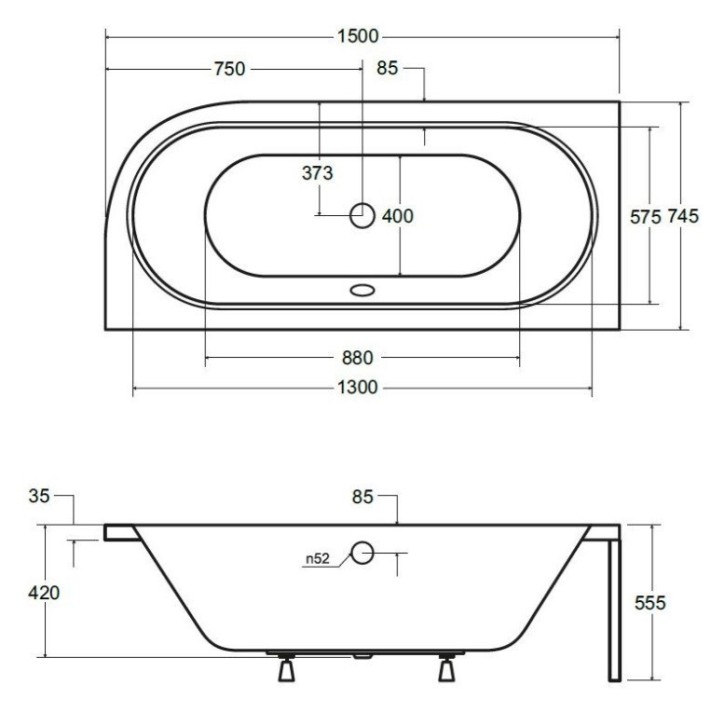 Baignoire HILIO GAUCHE avec tablier noir 150/160/170/180 Baignoire HILIO GAUCHE avec tablier noir 150/160/170/180