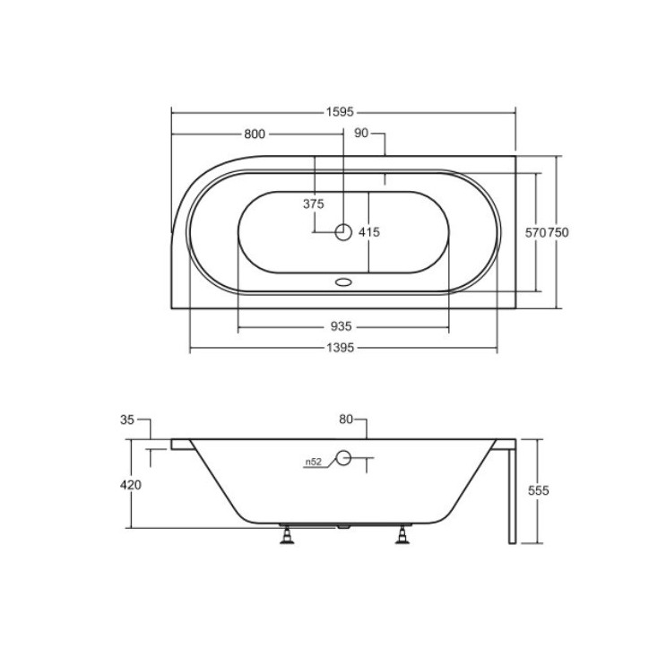 Baignoire HILIO GAUCHE avec tablier noir 150/160/170/180 Baignoire HILIO GAUCHE avec tablier noir 150/160/170/180