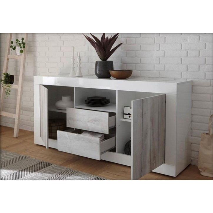 Buffet 2 portes 2 tiroirs SAMANTHA 184x86 cm béton