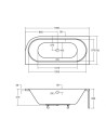 Baignoire HILIO GAUCHE avec tablier noir 150/160/170/180