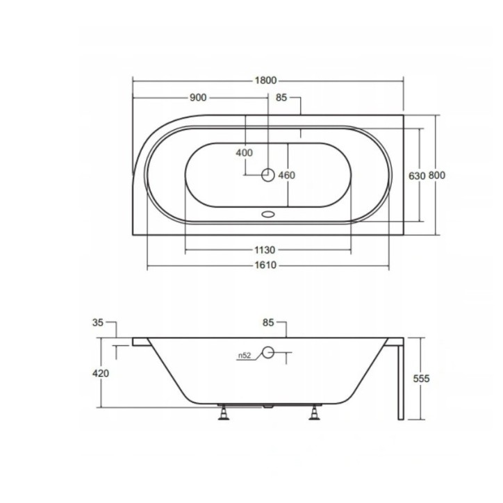 Baignoire HILIO GAUCHE avec tablier noir 150/160/170/180 Baignoire HILIO GAUCHE avec tablier noir 150/160/170/180