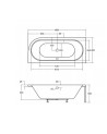 Baignoire HILIO GAUCHE avec tablier noir 150/160/170/180