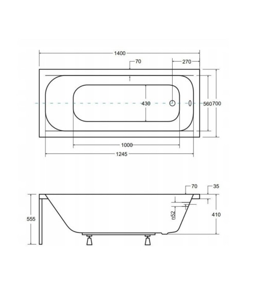 Baignoire CONTINEA 140x70 cm avec tablier réversible noir