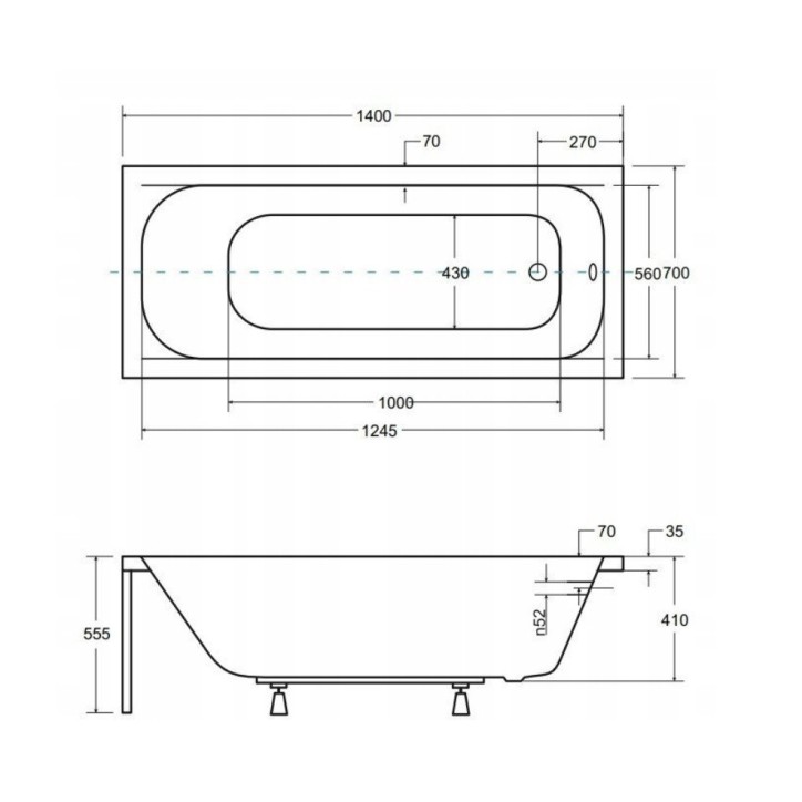 Baignoire CONTINEA 140x70 cm avec tablier réversible noir